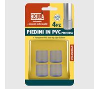La Briantina Piedini in PVC Trasparente 20 mm - Per Sedie e Mobili - Antirumore e Protezione Pavimenti - 4 Pezzi