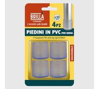 La Briantina Piedini in PVC Trasparente 30 mm - Per Sedie e Mobili - Antirumore e Protezione Pavimenti - 4 Pezzi