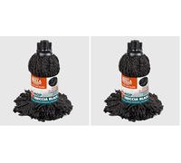 La Briantina Ricambio Mop Treccia Black in Microfibra 150 g - Efficace e Resistente per Ogni Pavimento - Filetto universale, 30 cm (Confezione da 2)