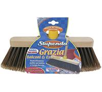 La Briantina Scopa da Esterno Grazia per Giardini, Balconi e Vialetti, Robusta con Fibre Piumate Rigide Fittissime, Attaco del Manico Universale