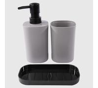 La Briantina Set Bagno in 3 Pezzi - Dispenser Sapone, Bicchiere Portaspazzolini e Portasapone - Design Minimal, Elegante e Versatile - 15x7,5x17,5 cm