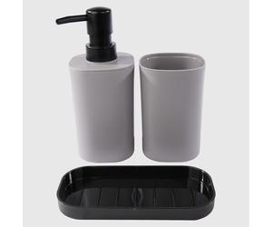 La Briantina Set Bagno in 3 Pezzi - Dispenser Sapone, Bicchiere Portaspazzolini e Portasapone - Design Minimal, Elegante e Versatile - 15x7,5x17,5 cm