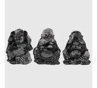 La Briantina Set Candele Decorative Artigianali Nere a Forma di Bonzo Tibetano - Profumazione Floreale - Altezza 13 cm, 3 Pezzi