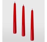 La Briantina Set Candele Decorative Coniche CAN04385A, in Rosso, 3 Pezzi
