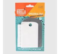 La Briantina Spazzola Multiuso 2in1 per Piano Cucina Lavello e Tavolo, Setole Sintetiche e Spatola in Gomma, 11,5x9 cm Colore Bianco e Grigio