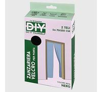 La Briantina Zanzariere per Porte con Velcro Adesivo, Colore Nero, 2 Teli da 75x250 cm Ritagliabili