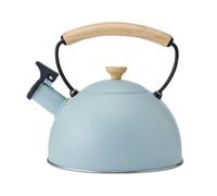 La Cafetière, Bollitore con fischietto, manico in legno e beccuccio ribaltabile, resistente al calore, leggero, antiruggine, compatibile con tutti i piani cottura, 1,6 l, azzurro
