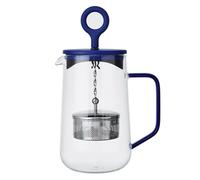 La Cafetière Gyro Spinfuser, Teiera con infusore a maglia fine in acciaio inox, in vetro borosilicato resistente al calore, per tè sfuso e tisane, 1,25 l, blu