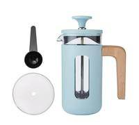 La Cafetière Pisa, Caffettiera francese da 3 tazze, con stantuffo e struttura in resistente acciaio inox, resistente al calore, con elegante manico in legno naturale, versatile, 350 ml, azzurro