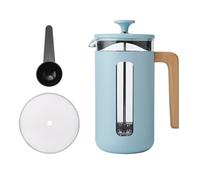 La Cafetière Pisa, Caffettiera francese da 8 tazze, con robusto stantuffo in acciaio inox, resistente al calore, con elegante manico in legno naturale, versatile, per caffè e tè, 1 l, azzurro