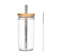 La Cafetière - Tumbler da 650 ml, in vetro trasparente con cannuccia in acciaio inox, riutilizzabile, ideale per bubble tea, frullati, frappè, latte macchiato freddo e bevande fredde