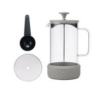 La Cafetiere Zero - Caffettiera da 8 tazze, colore beige/crema, resistente al calore, con manico in vetro e base in silicone rimovibile, facile da pulire, idea regalo per gli amanti del caffè