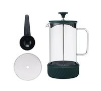La Cafetière Zero, Caffettiera francese da 8 tazze verde, resistente al calore, con manico in vetro e base in silicone rimovibile, facile da pulire, con set di tazze, ideale per gli amanti del caffè
