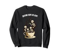 La Caffeina Mi Tiene in Vita Halloween Skeleton Coffee Lover Felpa