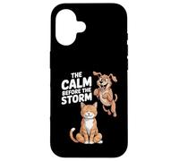 La calma prima della tempesta (Gatto e cane) Custodia per iPhone 16