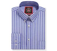 La Camicia Oxford da Uomo Elizabeth Bold Stripe,Colletto Abbottonato,Ufficio di Lavoro o Abbigliamento Casual,di Janeo British Apparel. (Denim Blue, 2XL)