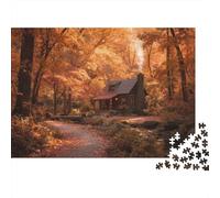 La capanna è immersa nella foresta autunnale 70x50cm/1000pcs Puzzle Adatto Per Adulti E Folla Dai 14 Anni in Su