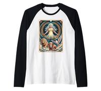 La carta dei tarocchi del mondo - Celestial Fulfillment Vintage Mystic Maglia con Maniche Raglan