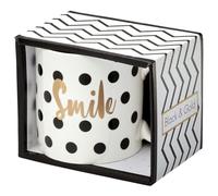 LA CARTERIE Draeger - Tazza Originale - Tazza da tè da offrire in Regalo ai propri Cari - Tazza da caffè in fine Porcellana - 350 ml 8 cm di Diametro x 8,5 cm di Altezza Sorriso