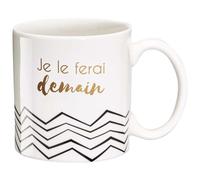 LA CARTERIE Draeger - Tazza Originale - Tazza da tè da offrire in Regalo ai Vostri Cari - Tazza da caffè in fine Porcellana - 350 ml 8 cm di Diametro x 8,5 cm di Altezza Lo farò Domani