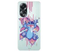 LA CASA DE LAS CARCASAS Custodia compatibile con OPPO A58 4G Ufficiale Disney Stitch Graffiti per proteggere il tuo cellulare. Custodia in silicone trasparente flessibile con licenza di Lilo & Stitch