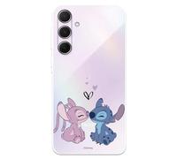 LA CASA DE LAS CARCASAS Custodia compatibile con Samsung Galaxy A55 5G ufficiale Disney Angel & Stitch Kiss per proteggere il tuo cellulare, custodia in silicone trasparente con licenza ufficiale di