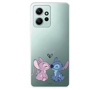 LA CASA DE LAS CARCASAS Custodia per Xiaomi Redmi Note 12 4G Ufficiale Disney Angel&Stitch Bacio per proteggere il tuo cellulare, silicone trasparente flessibile con licenza ufficiale di Lilo&Stitch