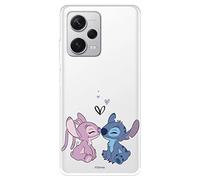 LA CASA DE LAS CARCASAS Custodia per Xiaomi Redmi Note 12 Pro+ 5G Ufficiale Disney Angel & Stitch Bacio per proteggere il tuo cellulare Cover per Xiaomi in silicone trasparente
