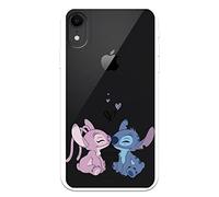 LA CASA DE LAS CARCASAS Custodia Ufficiale Lilo & Stitch per iPhone XR - Angel & Stitch Kiss per Proteggere Il Tuo Cellulare - Custodia Flessibile in Silicone con Licenza Ufficiale Disney