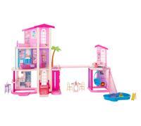 Barbie - Casa dei Sogni, set arredato con 9 aree di gioco e due unità abitative, con 2 piscine, 2 scivoli, ascensore e oltre 65 accessori a tema casa delle bambole, JKG84