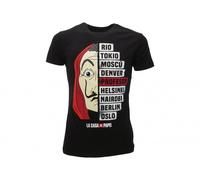 LA CASA DI CARTA T-Shirt Maglietta NOMI CITTA' Maschera Professore ORIGINALE