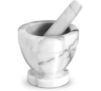 La Casa di Eva Mortaio e Pestello in Marmo Bianco Grigio Carrara, 11 cm