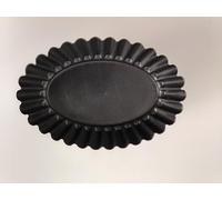 LA CASA DI EVA Stampi per Pasticciotti Ovali con Bordo Ricci, Nero, Set da 12 Pezzi, Antiaderenti per Crostatine e Brioche 11 cm