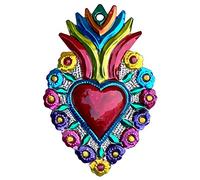 La Casa di Frida Cuore Color 3, Artigianato Messicano, da Appendere, 14,1 x 8,7 cm