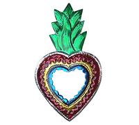 La Casa di Frida Cuore con Specchio A, artigianato messicano, da appendere, 16 x 9 cm