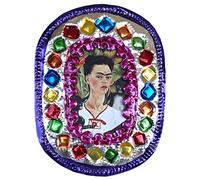 La Casa di Frida Frida con Cornice, Frida con 4 Scimmie, Artigianato Messicano, da Appendere, 10,5 x 8,3 cm (Ovale)