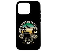 La casa è dove cresce il cactus USA Hotrod Retro Style Design Custodia per iPhone 16 Pro