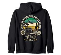 La casa è dove cresce il cactus USA Hotrod Retro Style Design Felpa con Cappuccio