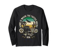 La casa è Dove cresce Il Cactus USA Hotrod Retro Style Design Maglia a Manica