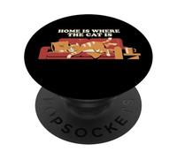 La casa è dove il gatto è divertente gatto pigro PopSockets PopGrip Adesivo