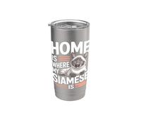 La casa è dove il mio siamese è un simpatico amante dei gatti Bicchiere termico in acciaio inox doppia parete