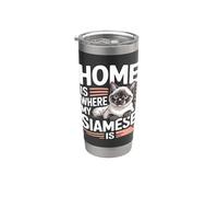 La casa è dove il mio siamese è un simpatico amante dei gatti Bicchiere termico in acciaio inox doppia parete