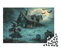 La casa infestata Jigsaw Puzzle Impossible 1000 Pezzi Full Moon cranio Decorazione Per La Casa. Giochi Rilassamento E Intelligence Per Adulti E Bambini Da 12 Anni 1000pcs (75x50cm)