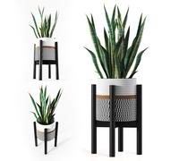 LA CASITA DE AMARA - Set di Supporto per Piante in Bambù + Vaso per Piante Finte o Piante Naturali da Interno e da Esterno.Porta Piante da Interno per la decorazione della casa. (Nero)