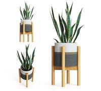 LA CASITA DE AMARA - Set di Supporto per Piante in Bambù + Vaso per Piante Finte o Piante Naturali da Interno e da Esterno.Porta Piante da Interno per la decorazione della casa o per regalo originale.