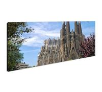 La Cattedrale di Sagrada Familia di Barcellona Panorama 80 x 40 cm come tela su tela già incorniciata su telaio in vero legno, stampa digitale di alta qualità con cornice