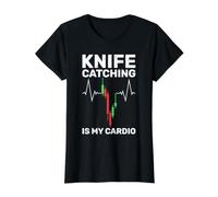 La Cattura del Coltello è Il Mio Cardio - Trading Humor Traders Funny Maglietta con Stampa Grafica Economica, Donna, Nero, XS