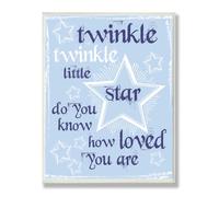 La Chambre Enfants par Stupell Twinkle Twinkle Nursery Rhyme sur bleu rectangle Plaque murale