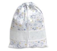 La Chiocciolina Sacchetto Porta Corredino da Ricamare a Punto Croce, Porta Corredino 100% Cotone con Fascia in Tela Aida (40 Elefantini Azzurro)