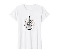 La Chitarra Non Mente Mai - Illustrazione Musicale Maglietta, Donna, Bianco, XL